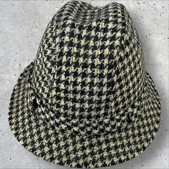 Vintage Stetson Fedora Hat Men's Black Houndstooth Sherlock Holmes Detective - Picture 7 of 10